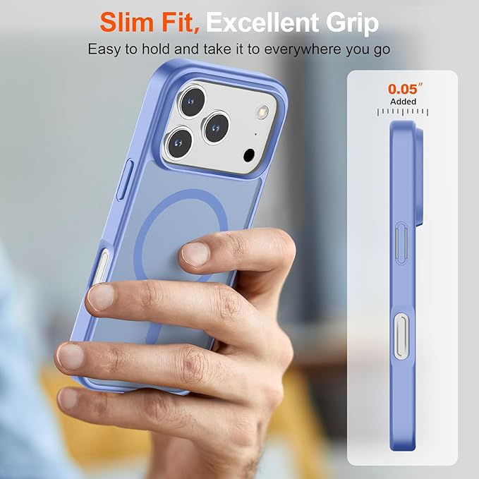 SUPFINE Magnetic for iPhone 17 Pro Max Case (Compatible with MagSafe)(Military Grade Drop Protection) Translucent Matte Shockproof with Anti-Fingerprint Phone Cover,Blue Purple