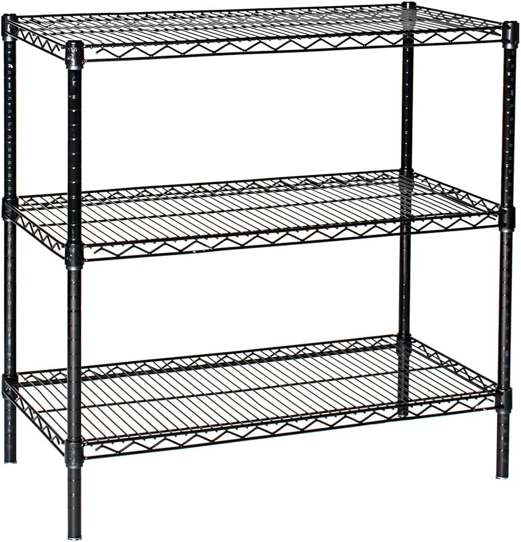 Omega 14" Deep x 72" Wide x 36" High 3 Tier Black Starter Shelving Unit