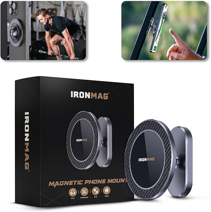 Magnetic Golf Cart and Gym Fitness Phone Holder Compatible with MagSafe iPhone 16 Pro Max Plus 15 14 13 12 Mini, Golf Caddy, Magnetic Golf Cart Accessories Essentials Gift for Friend Men Women