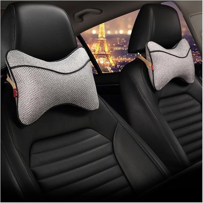 Car Headrests Cervical Neck Pillow Head Cushion Memory Foam Cotton Fit for Seat Waist Lumbar Support(Beige)