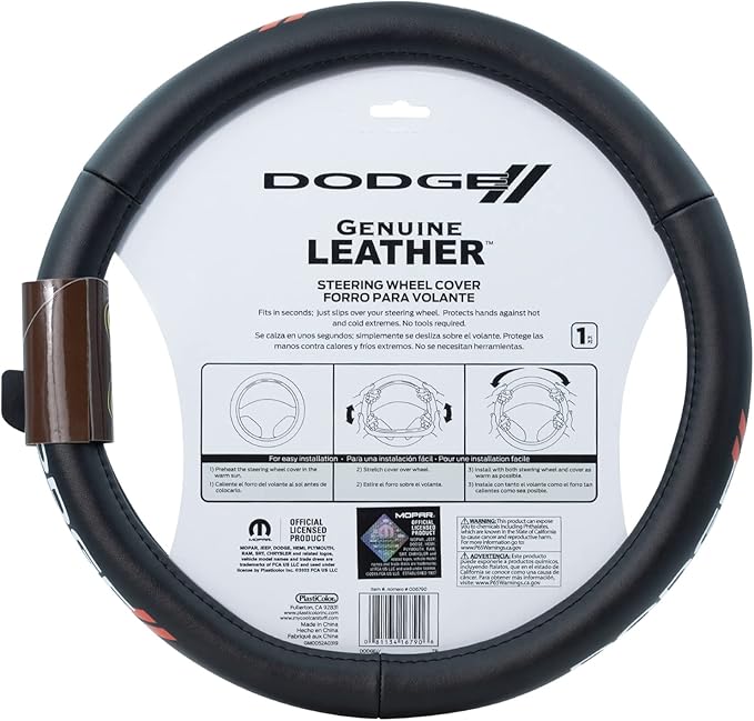 Plasticolor 006790R01 Dodge//Genuine Leather Steering Wheel Cover
