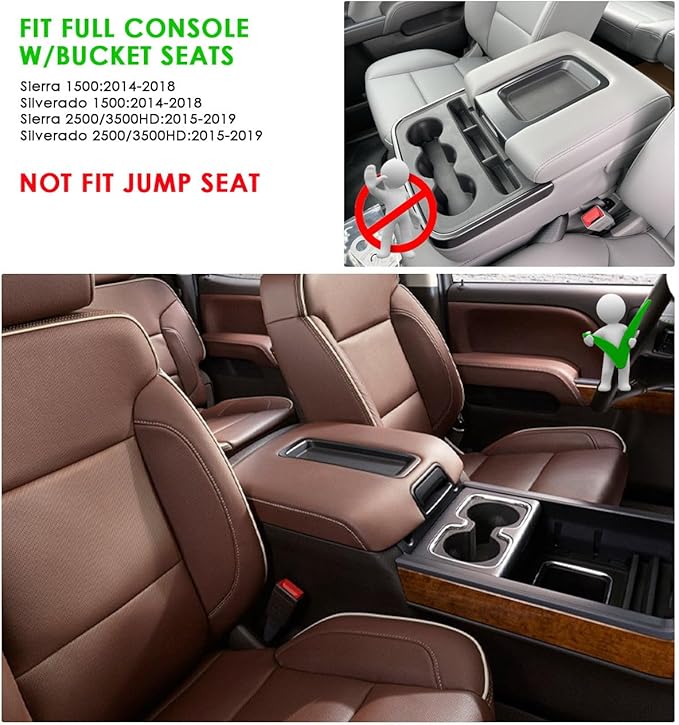 LFOTPP 3PCS Center Console Organizer for 2014-2018 Chevy Silverado/GMC Sierra 1500& 2015-2019 Silverado & Sierra 2500HD/3500HD Accessories- Full Console w/Bucket Seats Only