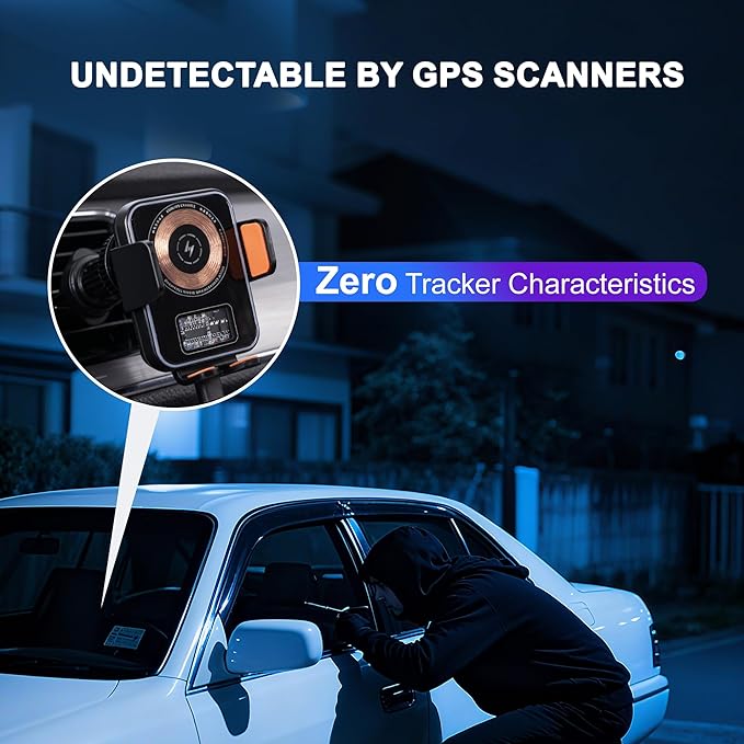 15W Fast Wireless Car Charger with Air Tracker Tag GPS Bulid in(iOS Only)-Air Vent Phone Mount, Works with Apple Find My, Hidden＆Undetectable (Wireless Car Charger with Tracker)