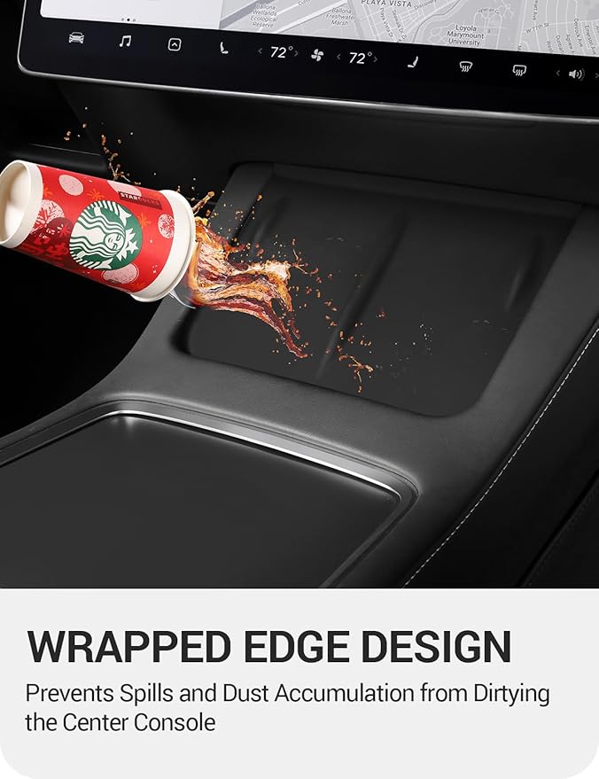 BASENOR Upgrade Tesla Model Y Model 3 Center Console Wireless Charger Mat Silicone Cover Wireless Charging Phone Pad for 2021-2024 Model Y 2021-2023 Model 3 Interior Accessories