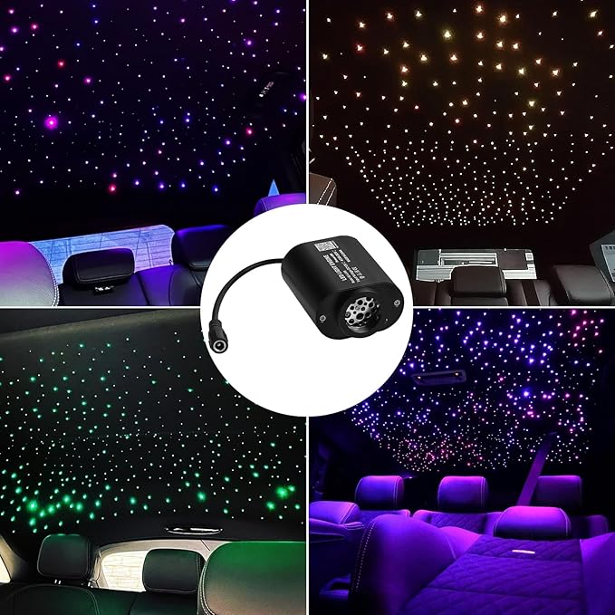 Small Size Car Twinkle Fiber Optic Starlight Headliner Kit, Sound-Activated APP& Remote Control Starlight Engine for Car Home, 200pcs 6.5ft