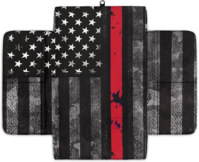 Tupalatus Firefighter Flag Car Center Console Cover Non-Slip Armrest Cushion Cover Pad Easy Installation Car Armrest Seat Box Covers with Storage Pockets for Cars Trucks and SUVs