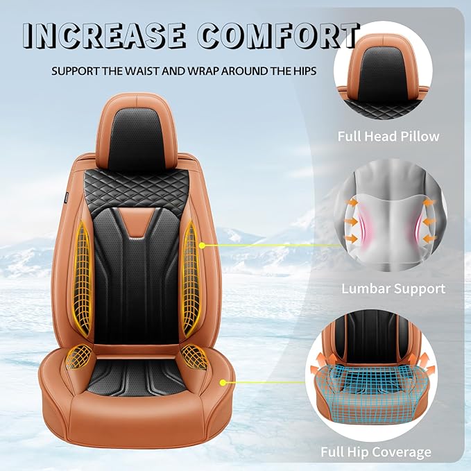 Fit HRV Car Seat Covers Compatible with Honda HRV 2016-2025 2026, Premium Leather Breathable,Wear Resistant, Airbag Compatible, All-Weather Protection & Full Coverage, Full Set Orange&Black