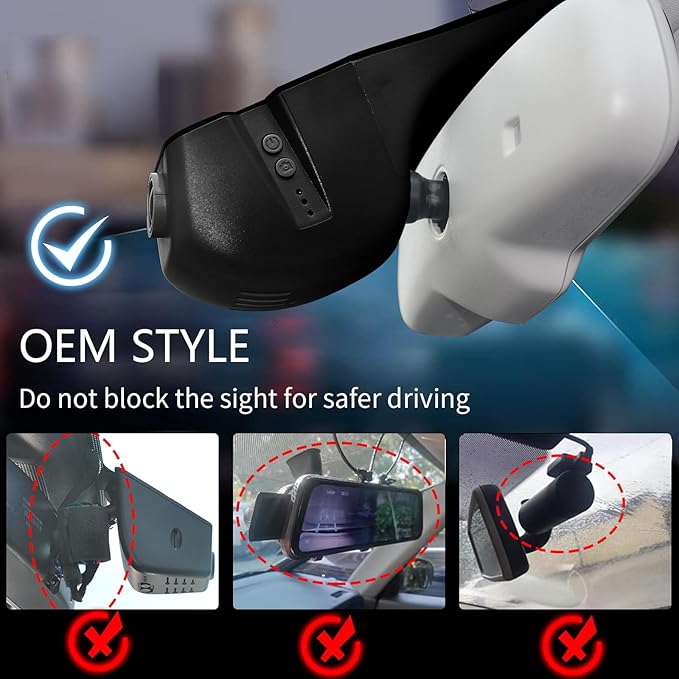 Mangoal 4K Dash Cam Custom fit for Audi (Model B Black) A4 A6 Allroad A3 A5 A6 Q5 A8 S8 A7 S5 Q3 S3 S7, Integrated OEM Look, UHD 2160P Video, G-Sensor, WiFi and Free App, GPS, 64GB Card