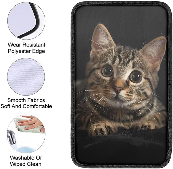 Dreaweet Car Armrest Cover Pad Soft Center Console Cover Black Cat Car Accessories for Women Interior Cute,Universal Armrest Cover for Car Truck SUV Sedan