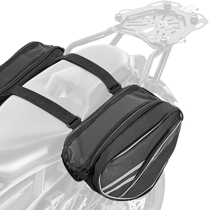 VEVOR Motorcycle Saddlebags, 30L (15L x 2) Large Capacity Saddle Bag Compatible with Grom (2022-2025), Navi, Z125 and Most Motorcycles, Sport Motorbike Side Bag with Waterproof Rain Cover and Straps