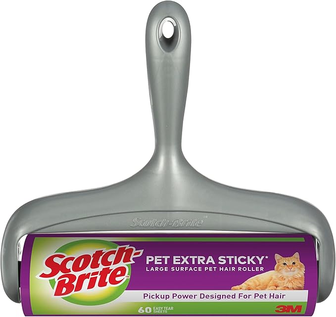 Scotch-Brite Pet Extra Sticky Large Surface Lint Roller for Pet Hair, Furniture and Clothes, 1 Roller, 60 Sheets (Pack of 2)