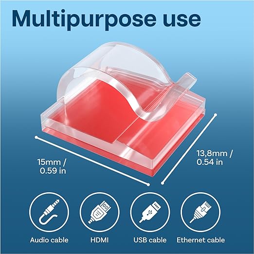 MMOBIEL 240pcs Self Adhesive Cable Clips – Wire Holder Clear Hooks Cord Organizer – Cable Management for Under Desk, Wall, Car, Office, Electrical Wires etc. – Wire Organizers Diameter 0.26 inch