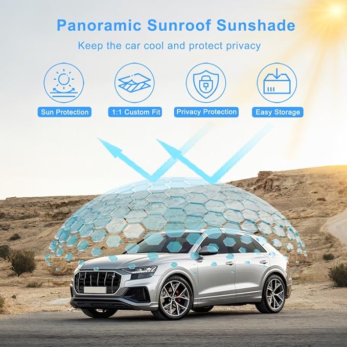 Car Sunroof Compatible with Q5 2017-2009 5-Door SUV, Foldable Glass Roof Sunshade with Storage Bag, Heat Insulation Sun Protection Roof Interior Sunshade, Black