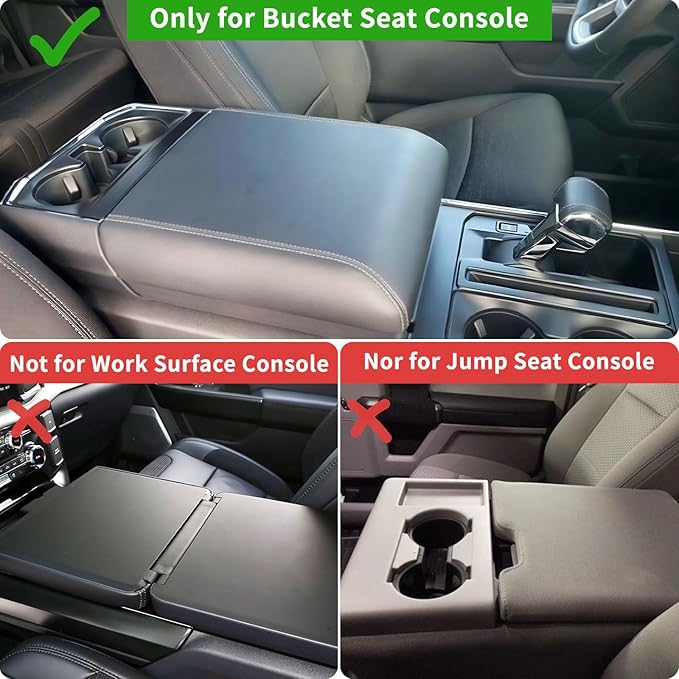Xaido Center Console Cover for Ford F150 2021 2022 2023 2024 2025 2026 Accessories, Leather Armrest Protector Pad, Bucket Seat Only