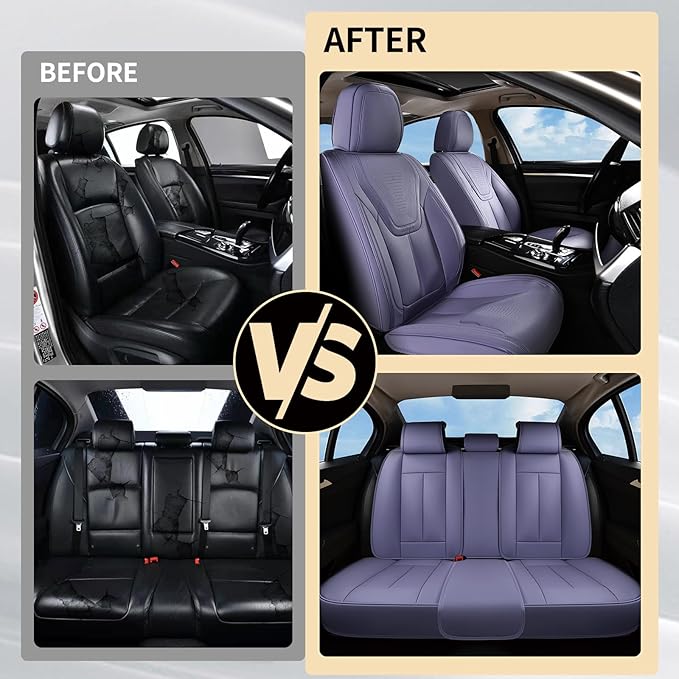 FLORICH Car Seat Covers, Premium Leatherette Car Seat Covers Front Seats, Automotive Vehicle Seat Cushions, Waterproof Seat Protectors for Sedans Cars SUV Trucks, Purple