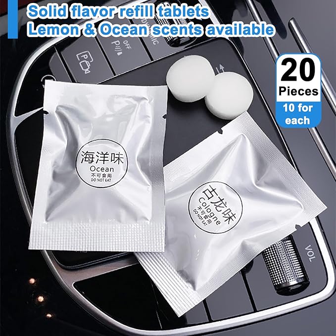 20 Pack Lemon & Ocean Aromatherapy Replacement Pads, Car Air Vent Clip Freshener Refills, Solid Fragrance Replacement Pads for Car Air Condition Clips