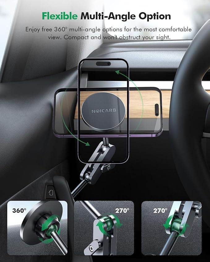 for Tesla Phone Mount,for Mag-Safe Door-Install Phone Holder, Compatible with Model Y (2025-2019) & Model 3 (2023-2017), Magnetic Car Phone Mount for iPhone 17/16/15/14/13/12, Tesla Accessories