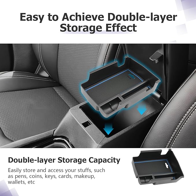 LUWU Center Console Organizer Compatible with Jeep Compass 2021-2025/Dodge Hornet 2023-2026 Accessories Armrest Console Storage Box Insert Tray ABS Material Coin Container Blue