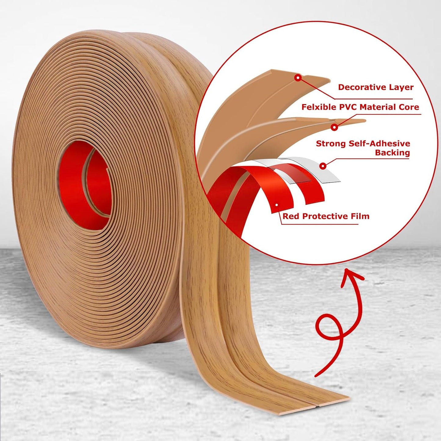 Flexible Wall Corner Protector Moulding Trim Peel and Stick Wall Corner Guards Edge Protector Self Adhesive Molding Trim Strip for Edge Ceiling (Light Brown Wood Grain, 1.6 in x 20 Ft)