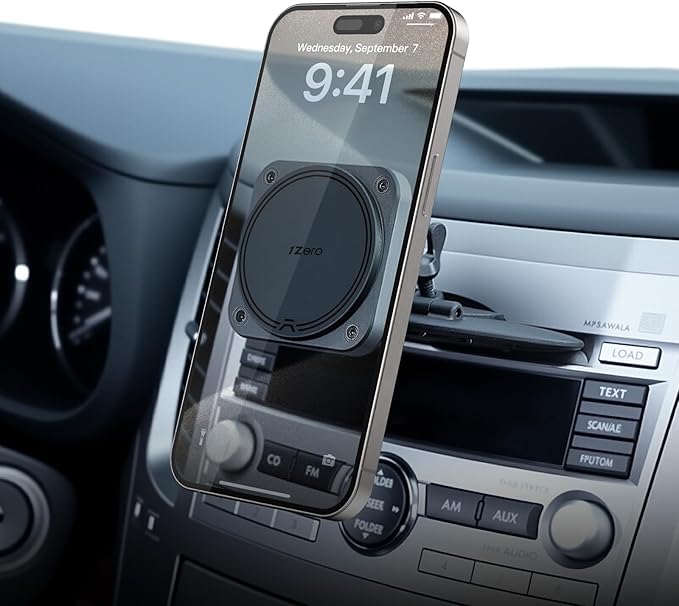 1Zero for Magsafe CD Phone Holder for Car [20 N55 Ultra Strong Magnets] Magnetic CD Player Phone Mount, Stable CD Slot Phone Mount for iPhone 17 16 15 14 13 12 Mini Pro Pro Max Plus & Magsafe Case