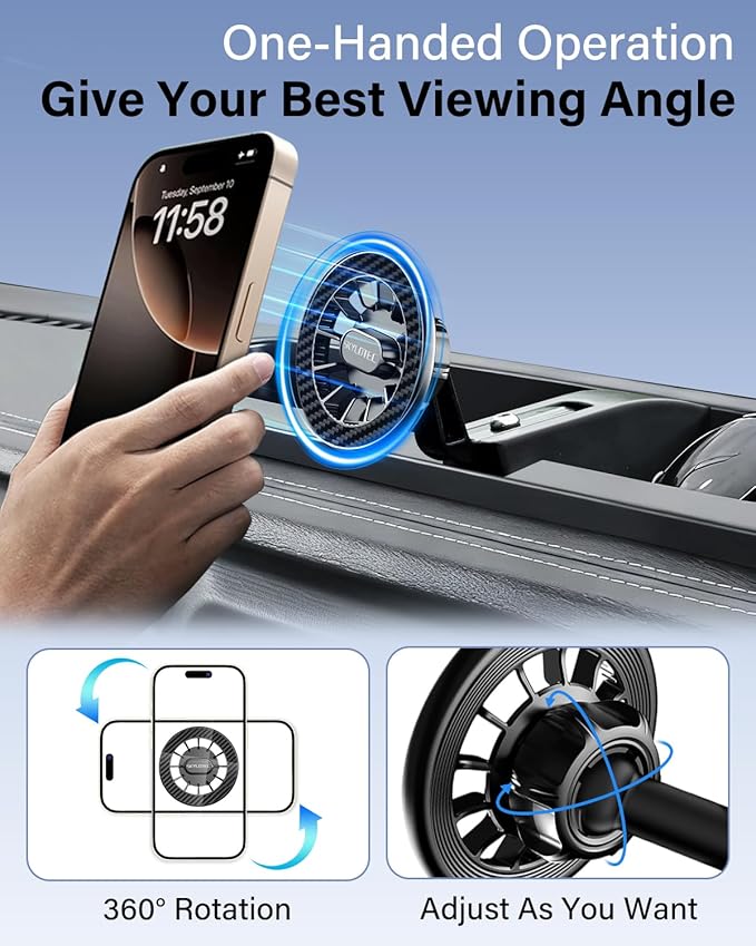 Phone Holder for Jeep Wrangler JL JLU/Gladiator JT 2024 2025 Accessories Automobile Cradles Magnetic Phone Mount Compatible with MagSafe, Magnets Dashboard Mount Dash Tray (2024+ 4X4, Not for 4XE)