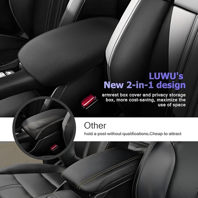 LUWU 2026 HR V Center Console Cover Hidden Storage Box Compatible with 2024 2025 2026 Honda HR-V Accessories Silicon Material 2026 HRV Armrest Cover Center Console Hidden Organizer Box (2 in 1 Design)