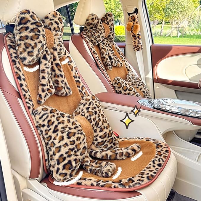Leopard Print Bow Lumbar Support Pillow for Office Chair and Car Seat, Back Pain Relief, Versatile Use Lower Back Cushion, Memory Foam, Adjustable Straps, Lumbar Support Pillow for Gaming Office Chair