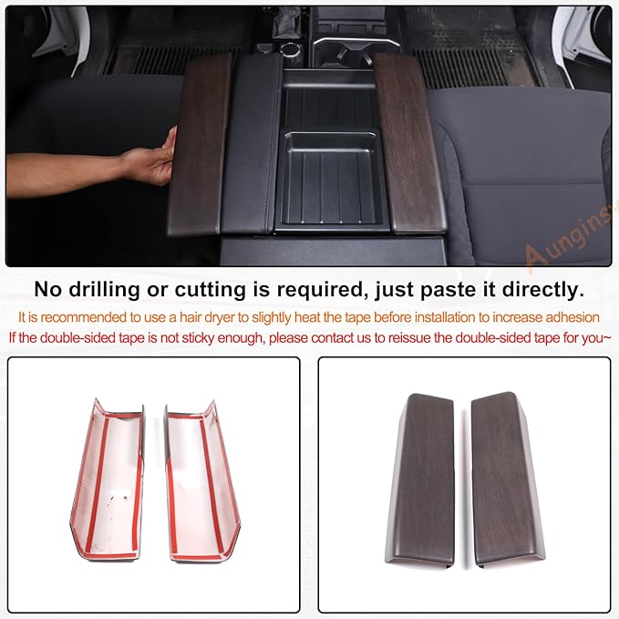 Car Center Console Armrest Protector Cover Compatible with Toyota Tundra 2022+ & Sequoia 2023+, Central Armrest Seat Storage Box Cover Cushion Lid Protector Pad Waterproof Anti-Scratch ABS Accessories