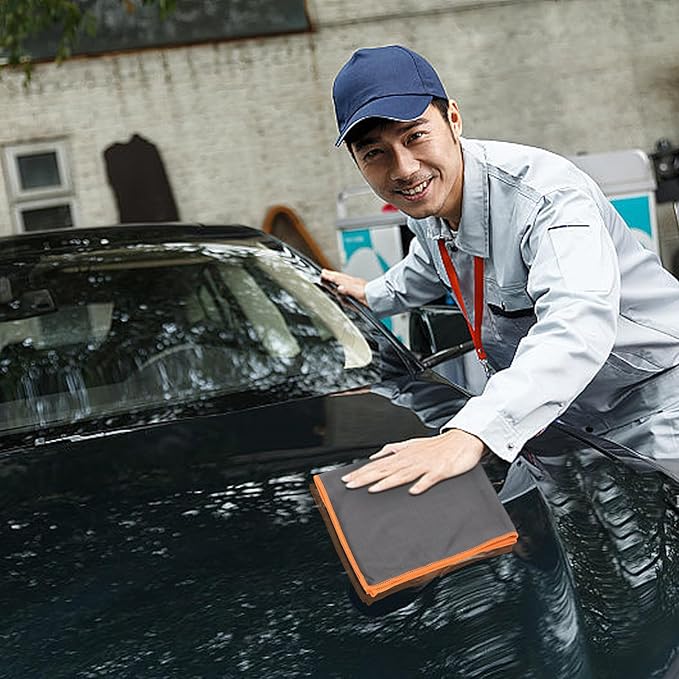 ULTECHNOVO Car Microfiber Towel Orange, Multifunctional Cleaning Cloth for Car Glass and Interior, Highly Absorbent, Streak-Free Wiping, Sturdy Automotive Cleaning Supplies