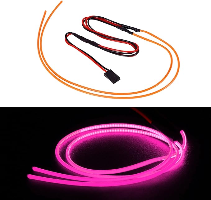 INJORA RC LED Strip Lights Flexible Cuttable for TRX4M SCX24 1/24 1/18 Crawlers Upgrade(Pinkish Purple)