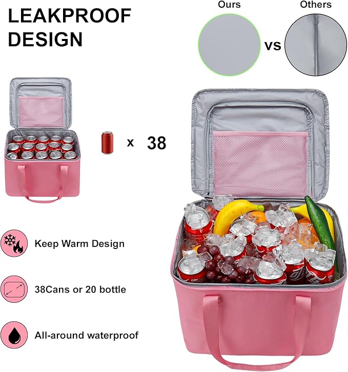 Car Trunk Organizer and Storage with Lid & Removable Leakproof Cooler Bag, Car Accessories 6 Removable Dividers for Custom Space, Collapsible Large Trunk Organizers Interior for SUV & Sendan, Black
