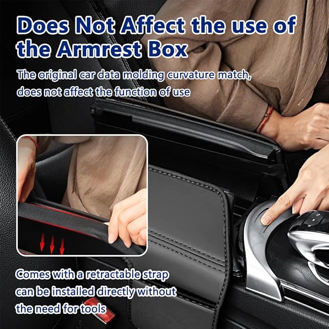 Center Console Cover Compatible with Mercedes Benz E Class W213 E200 E250 E300 E400 E450 2017-2023 and GLS Class C257 CLS450 2019-2023 Armrest Cover Pad Leather Cushion Protector with Pocket