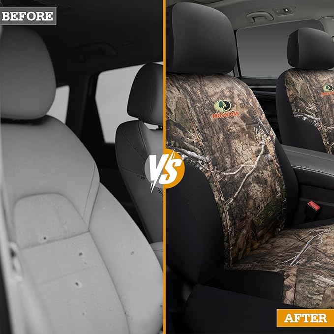 Mossy Oak Camo Seat Covers, Airbag Compatible, Universial Fit, Fit Most Bucket Seats - Made with Premium Rip-Stop Oxford Fabric - Official Licensed Product