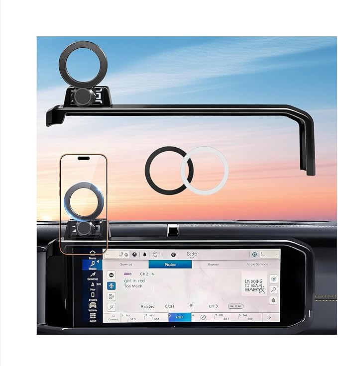 Car Phone Holder for Jeep Wrangler/Gladiator 2026 2025 2024 (Only for 12.3-Inch Screen) 360° Rotation Magnetic Cell Phone Mount, Compatible with Magsafe, Does Not Affect Air Vent