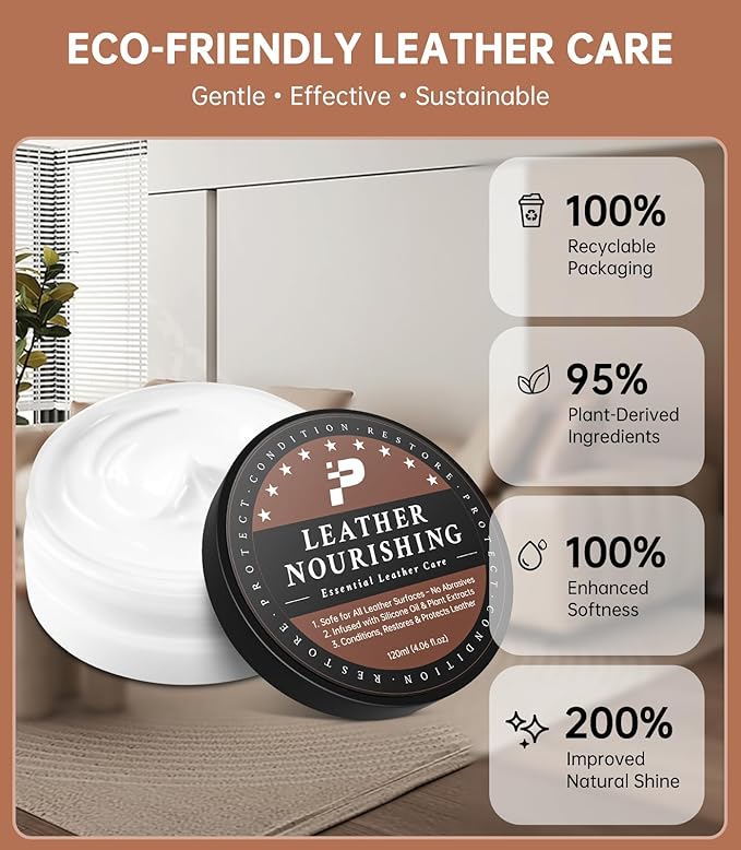 Leather Conditioner - 2 Pack, All-In-One Leather Care Treatment for Couch, Bag & Furniture Salve, Restores Softness & Shine, Safe for Purses, Shoes, Sofa, Boots, Car Interior, Family & Pet Safe