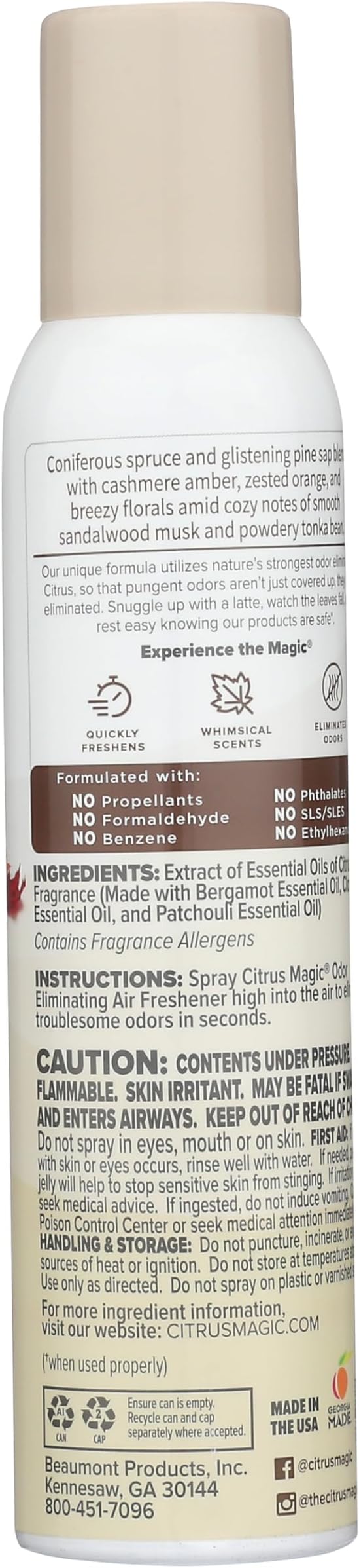 Citrus Magic Limited Edition Odor Eliminating Air Freshener Spray, Sweater Weather, 3-Ounce, Pack of 3