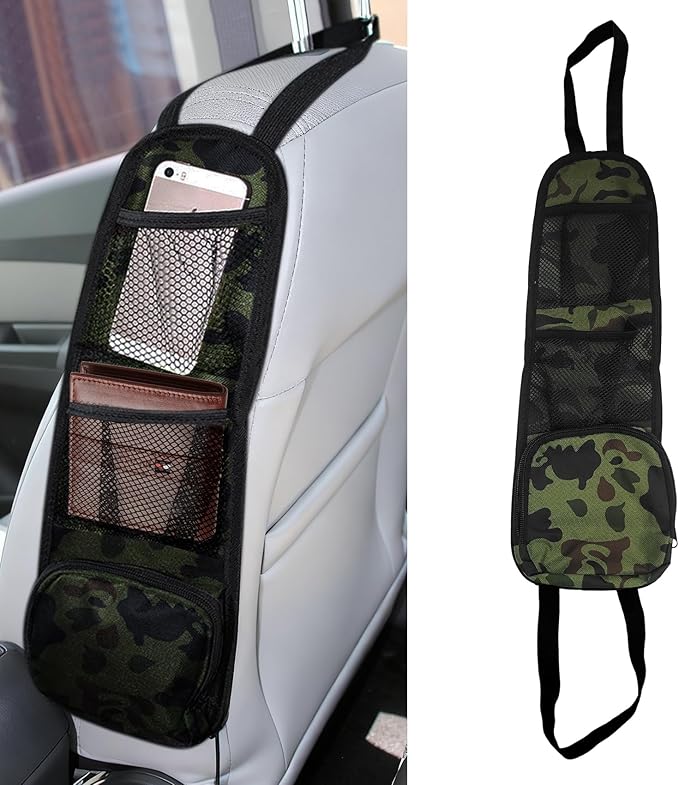 Car Seat Side Organizer, Seat Side Storage Pocket, Multifunctional Mesh Net Pocket, Car Multi-Pockets Backseat Organizer Side Hanging Bag for Storage Coins, Cell Phones, Glasses (Green, 1PCS)