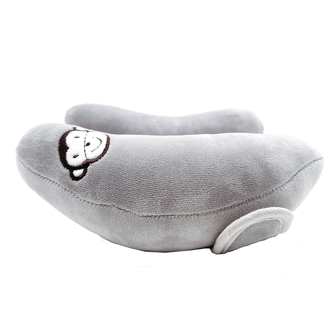 Baby Travel Pillow, Adjustable Head Neck Pillow for Infant Car Seat, Stroller Headrest Pillow for Infants, Banana Travel Headrest Pillow, Comfortble Toddler Neck Pillows for Pushchair, Gray