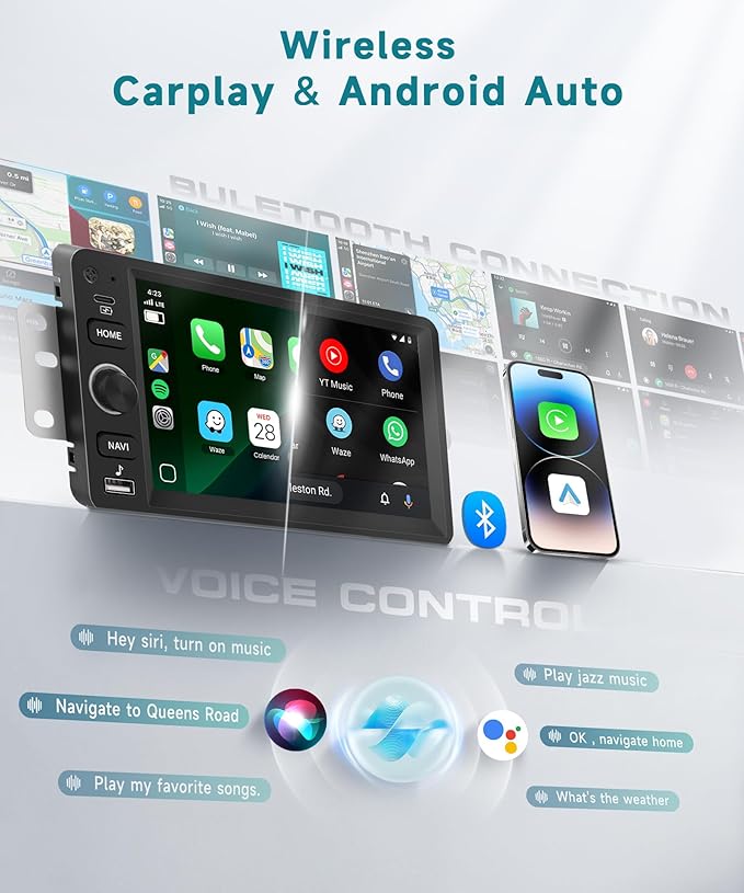 4G+64G Android 15 Car Radio Stereo for Chevy Chevrolet Silverado Tahoe SSR 03-06, GMC Sierra Yukon,Hummer H2 H3, 7'' Touchscreen with Wireless CarPlay Android Auto Backup Camera,GPS BT FM RDS Radio