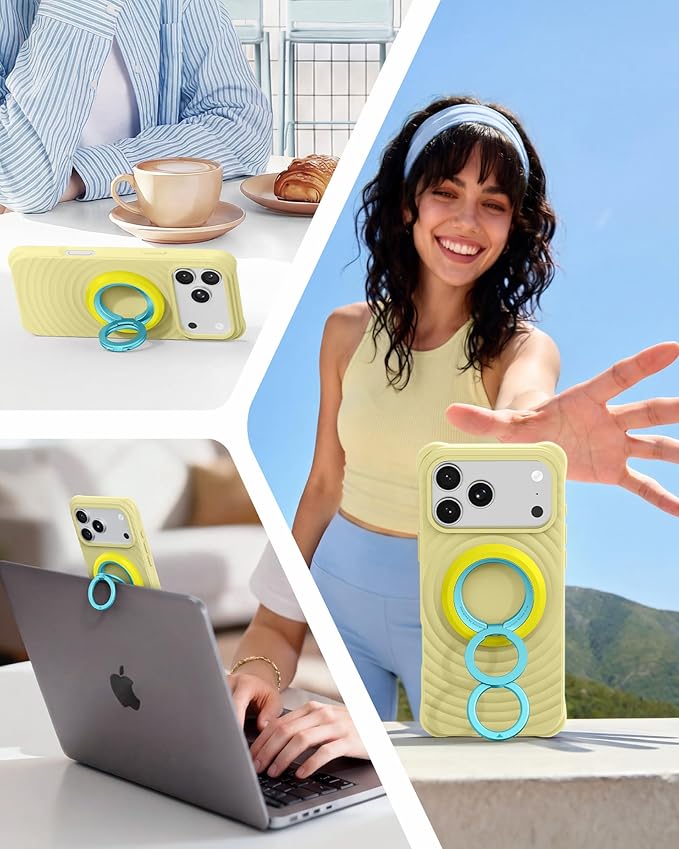 SYNCWIRE Magnetic Phone Ring Holder for MagSafe, 360° Rotation Dual Sided Magnet Grip Cell Phone Ring Stand Finger Kickstand Compatible with iPhone 17 16 15 14 13 12 Pro Max fits MagSafe