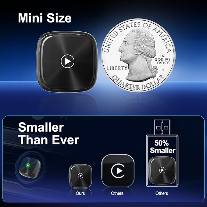 2026 Upgraded Wireless CarPlay Adapter & Android Auto, 2 in 1 Mini Dongle with Cooling Vents for Stable Connection, Converts Wired to Wireless, 5GHz WiFi No Delay, Plug & Play for Factory Wired Cars
