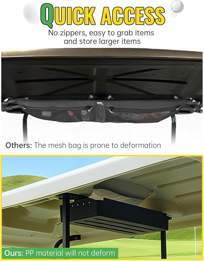Rear Overhead Storage Tray for Club Car Tempo 2025 Golf Cart Accessories, Roof Rear Storage Box Ceiling Organizer Tray Compatible with Club Car Tempo Standard Factory Roof