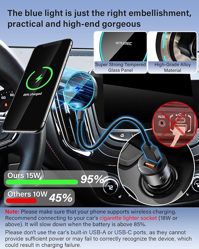 SKYLOTEC Phone Holder for Honda CR-V CRV 2017-2022 Accessories Car Magnetic Phone Mount Compatible with MagSafe, Strong Magnets Fast Wireless Charger CR V Cell Phone Holder