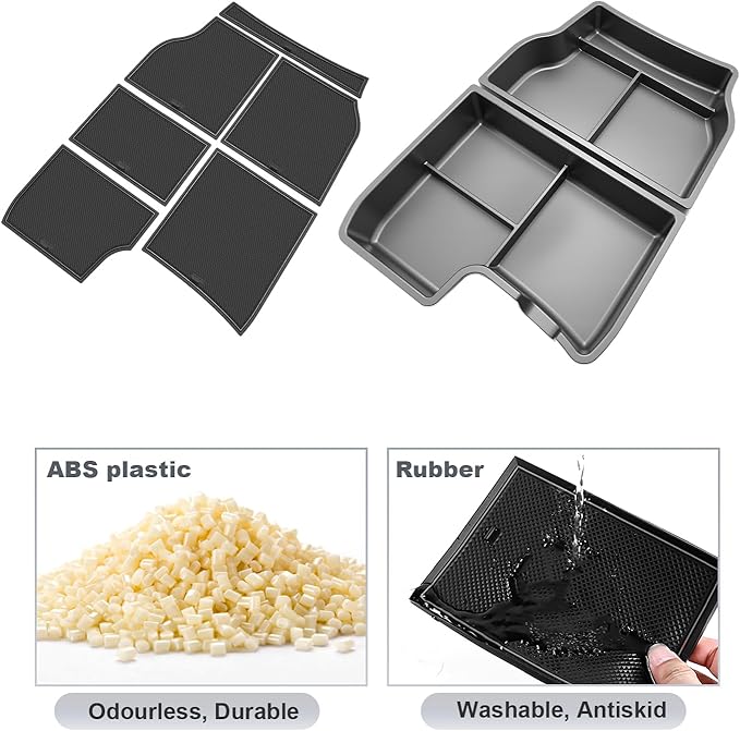 SKTU 2Pcs for 2021-2026 Toyota Sienna Center Console Organizer 2021-2026 Sienna Lower Console Tray Toyota Sienna 2024 2025 2026 Accessories Under Console Tray (Not Fit Models with Refrigerator)