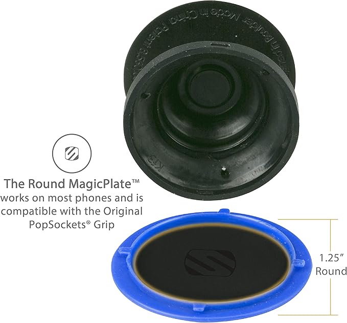 Scosche MPRNDRK-SP MagicMount Replacement Metal Plate Kit for Phone, Metal Plates for Magnetic Mount Cell Phone Holder for Car, Universal with All Devices and Phone Case, Black - Round