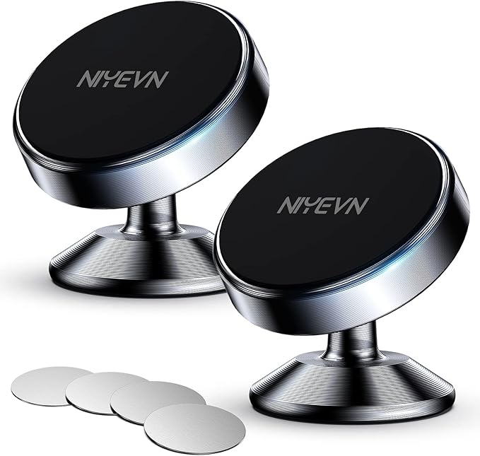 [2 Pack Magnetic Phone Holder car,[360°Rotation] car Mount Magnet,[4 N52 Magnets] Super Magnetic Force is Suitable for Most iPhone and samsumg Smartphones ，Black Phone Holder (Black)