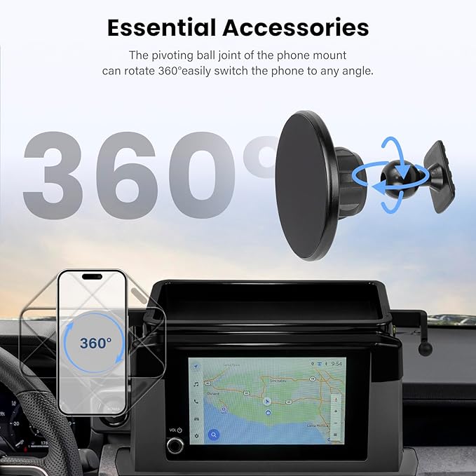 Car Phone Holder for Toyota Tacoma 2024 2025 With Center Console Organizer-for MagSafe Magnetic Cell Phone Mount for Tacoma Accessories 8 inch Touchscreen - Strong Magnets for iPhone (NOT FIT 14 inch)