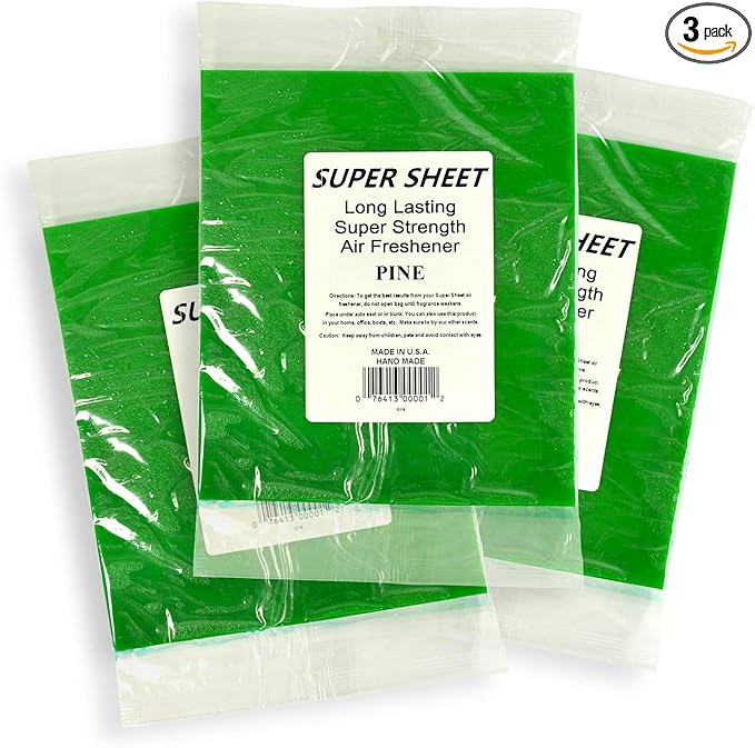 Jenray Super Sheet Large (8"x7") Under Seat Car Air Freshener, 3-Pack (Pine)