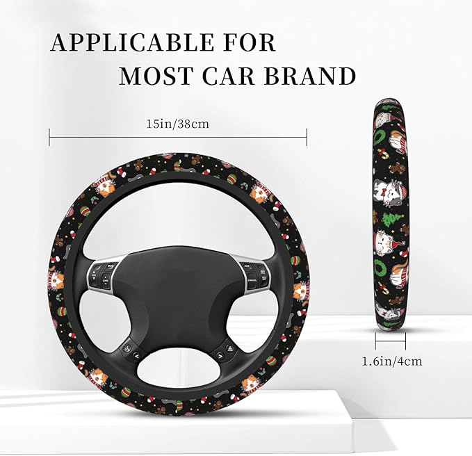 Christmas Cat Steering Wheel Cover Women 15 inch Anti-Slip Sweat Absorption Steering Wheel Covers Cute Car Accessories Decor Car SUV Sedan Vans Truck Protector