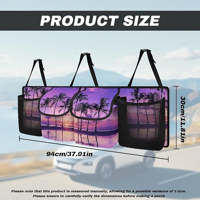 Purple Palm Trunk Organizer with Removable Storage Bag-Collapsible Multi Compartments Foldable Magnetic Cover Cargo Storage Suitable for Any Car, SUV, Truck, or Van